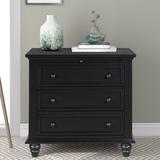 Darby Home Co Modern Nightstand w/ 3 Drawers, Wooden End Table, Side Storage Cabinet, Bedside Table, Office File Cabinet, Sofa Side Table in Black