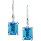 Swiss Blue Topaz (8 Ct. T.w.) & Diamond (1/20 Ct. Tw.) Drop Earrings In 14k White Gold - Blue - Macy's Earrings