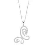 "Sterling Silver Cubic Zirconia Butterfly Pendant Necklace, Women's, Size: 18"", White"