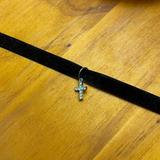 Urban Outfitters Jewelry | Black Velvet Choker W Silver Cross Charm | Color: Black/Silver | Size: Os