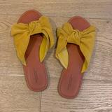 American Eagle Outfitters Shoes | American Eagle Yellow Bow Sandals, Suede. Size 7 | Color: Yellow | Size: 7
