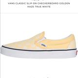 Vans Shoes | Classic Slip On Vans Women Golden Haze Yellow | Color: White/Yellow | Size: Various