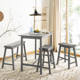 August Grove® Fellsburg 4 - Person Counter Height Solid Oak Dining Set Wood in Gray | Wayfair DA39736D327B4813917800D6A66741BC