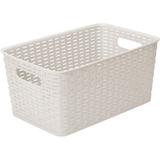 Rebrilliant Plastic Rattan Storage Basket Organizer Wicker in White, Size 7.5 H x 15.25 W x 10.0 D in | Wayfair 98A7F52BDDB24CA8A337D8D5C50E84C5