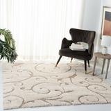 Brown/White Area Rug - Ophelia & Co. Deanna Floral Cream Shag Area Rug Polypropylene in Brown/White, Size 96.0 W x 1.2 D in | Wayfair