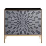 Everly Quinn Metal 2 - Door Accent Cabinet Wood/Metal in Black/Brown/Gray, Size 36.0 H x 39.0 W x 16.0 D in | Wayfair