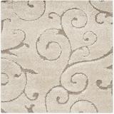 Brown/White Area Rug - Ophelia & Co. Deanna Floral Cream Shag Area Rug Polypropylene in Brown/White, Size 108.0 W x 1.2 D in | Wayfair