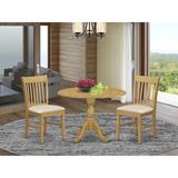 Alcott Hill® Clariandra 2 - Person Rubberwood Solid Wood Dining Set Wood/Upholstered Chairs in Brown, Size 30.0 H in | Wayfair