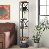 Steelside™ Lucas Corner Bookcase Wood in Brown/Gray, Size 65.75 H x 11.0 W x 11.0 D in | Wayfair A775BAC98E054E68B536E78661BE575A