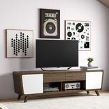 Mercury Row® Siefert TV Stand for TVs up to 75" Wood in Brown/White | Wayfair 5E802FD31418495B954BFCDE4FDC1031