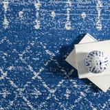 Blue/Brown Area Rug - Bungalow Rose Maslah Geometric Moroccan Power Loom Performance Blue Rug Polypropylene in Blue/Brown | Wayfair