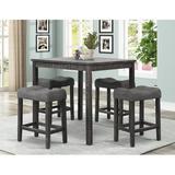 Gracie Oaks 4 - Person Counter Height Dining Set Wood/Upholstered Chairs in Gray/Black, Size 36.0 H in | Wayfair EA552CBB58074BF68BE14955BA78FF8E