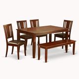 Charlton Home® Sisneros 6 - Person Solid Wood Dining Set Wood/Upholstered Chairs in Brown, Size 30.0 H in | Wayfair