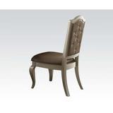 House of Hampton® Aizah Tufted Side Chair in Silver/Champagne Faux Leather/Wood/Upholstered in Brown/Gray | Wayfair