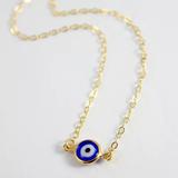 Urban Outfitters Jewelry | Evil Blue Eye Minimalist Symbolic Charm Necklace | Color: Blue/Gold | Size: Os