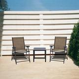 Latitude Run® Weatherington Folding Patio Dining Chair Set Of 4 Metal/Sling in Brown, Size 35.4 H x 21.0 W x 23.0 D in | Wayfair