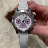 Coach Jewelry | Coach White Leather Wpurple Stainless Steel Watch | Color: Purple/White | Size: Os