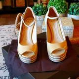 Gucci Shoes | Gucci Elin Mary Jane Cork Wedge | Color: Cream/Tan | Size: It 38.5