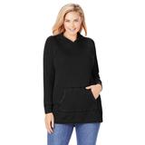 Plus Size Women's Washed Thermal Hooded Sweatshirt by Woman Within in Black (Size 34/36)