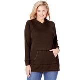 Plus Size Women's Washed Thermal Hooded Sweatshirt by Woman Within in Chocolate (Size 26/28)
