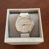 Michael Kors Accessories | Michael Kors Watch White With Box | Color: Silver/White | Size: Adjustable