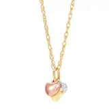 "Everlasting Gold 10k Gold Tri-Tone Heart Charm Necklace, Women's, Size: 18"", Yellow"