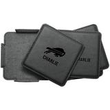 Buffalo Bills 4-Pack Personalized Leather Coaster Set