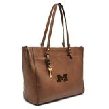 Women's Fossil Brown Michigan Wolverines Leather Rachel Tote