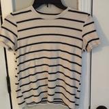 American Eagle Outfitters Tops | Cream Striped Babydoll Tee | Color: Black/Cream | Size: Xs