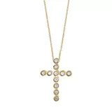Effy® Women's 14K White and Yellow Gold 1/5 ct. t.w. Diamond Cross Necklace, 16 in