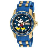 Renewed Invicta Disney Limited Edition Mickey Mouse Quartz Women's Watch - 38mm Stainless Steel Case SS/Silicone Band Gold Blue (AIC-23771)