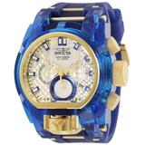 Renewed Invicta Bolt Zeus Magnum Anatomic Mens Watch - 52mm Stainless Steel/Plastic Case Stainless Steel/Silicone Band Gold Blue (29998)