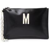 Leather 'm' Zip Pouch In Black At Nordstrom Rack - Black - Moschino Clutches