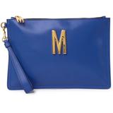 Leather 'm' Zip Pouch In Bluette At Nordstrom Rack - Blue - Moschino Clutches
