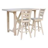 Gracie Oaks Angalee 2 - Person Bar Height Rubberwood Solid Wood Dining Set Wood in Brown/White, Size 42.0 H in | Wayfair