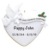 The Holiday Aisle® In our Hearts Forever Memorial Personalized Hanging Figurine Ornament Plastic in Black/White, Size 3.75 H x 3.75 W x 0.5 D in