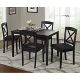 August Grove® Scarlett 4 - Person Rubberwood Solid Wood Dining Set Wood/Upholstered Chairs in Black | Wayfair CF2BDDA361D344E89958AEB74D1637F1