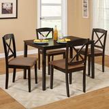 August Grove® Scarlett 4 - Person Rubberwood Solid Wood Dining Set Wood/Upholstered Chairs in Brown, Size 29.0 H in | Wayfair