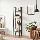 Steelside™ Beaumont Steel Ladder Bookcase in Black/Brown, Size 55.3 H x 13.3 W x 11.8 D in | Wayfair A50E9F5EFD37468AAEA4CEF124D7EB3D