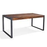 Loon Peak® Almodovar Loon Peak 60" Solid Mango Wood Trestle Dining Table Wood/Metal in Brown, Size 30.0 H x 71.75 W x 35.5 D in | Wayfair