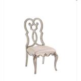Rosdorf Park Nina Queen Anne Back Side Chair in Beige/Antique Champagne Wood/Upholstered/Fabric in Brown/White, Size 44.0 H x 23.0 W x 27.0 D in
