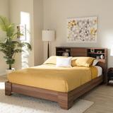 Latitude Run® Kiomara Modern & Contemporary Two-Tone Walnut & Black Wood Queen Size Platform Bed Wood in Black/Brown | Wayfair