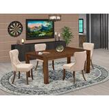 Lark Manor™ Melini Folden Rubber Solid Wood Dining Set Wood/Upholstered Chairs in Brown, Size 30.0 H in | Wayfair E5D2A1F5BE934558986B3CAD232A14C9