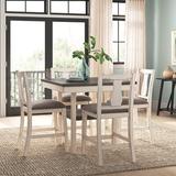 Beachcrest Home™ Salas 5 - Person Counter Height Dining Set Wood/Upholstered Chairs in Brown/Gray/White, Size 36.0 H in | Wayfair