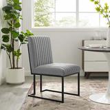 Orren Ellis Santrell Channel Tufted Fabric Dining Chairs - Set Of 2 In Light Upholstered/Fabric in Gray, Size 35.5 H x 19.0 W x 25.5 D in | Wayfair