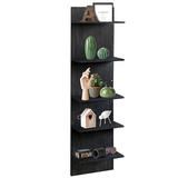 Millwood Pines 5-Tier Solid Wood Wall-Mounted Floating Shelves, Bookcase Shelf (Dark ) Wood in Gray, Size 45.28 H x 11.8 W x 6.1 D in | Wayfair