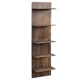 Millwood Pines 5-Tier Solid Wood Wall-Mounted Floating Shelves, Bookcase Shelf (Dark Gray) Wood in Brown, Size 45.28 H x 11.8 W x 6.1 D in | Wayfair