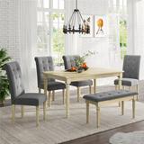 Alcott Hill® 6 Piece Dining Table Set Wood/Upholstered Chairs in Brown, Size 29.4 H x 35.4 W x 59.0 D in | Wayfair 2CA2082F2BCF4E5D942EB0AF486C3E41