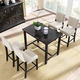 Red Barrel Studio® 5 - Piece Counter Height Dining Set Wood/Upholstered Chairs in Brown, Size 35.8 H in | Wayfair 614ADC7736294BFB81E656F644EC3422