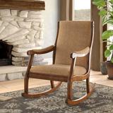 Foundstone™ Sazerac Rocking Chair Solid + Manufactured Wood/Wood/Upholstered in Brown/Red, Size 38.0 H x 24.0 W x 36.0 D in | Wayfair